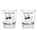 CBTwear - Purr Me a Shot - Funny Cat, Cat Shot Glass, Funny Middle Finger Cat Humor - 1.75 OZ Shot Glass (2)