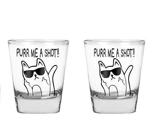 CBTwear - Purr Me a Shot - Funny Cat, Cat Shot Glass, Funny Middle Finger Cat Humor - 1.75 OZ Shot Glass (2)