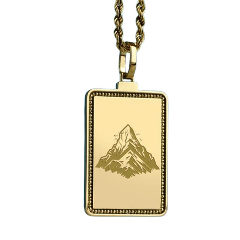 Collier gravure montagne en argent 925 doré de haute qualité