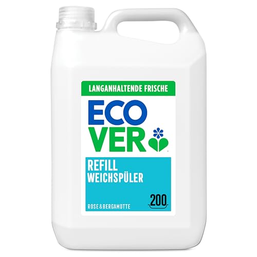 Ecover Weichspüler Nachfüllpack sorgt für weiche und geschmeidige Wäsche Rose und Bergamotte 200 Wäschen 1 x 5L