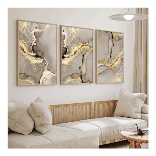 Imprimés de luxe abstraits au fini marbre beige et touches dorées pour intérieur haut de gamme