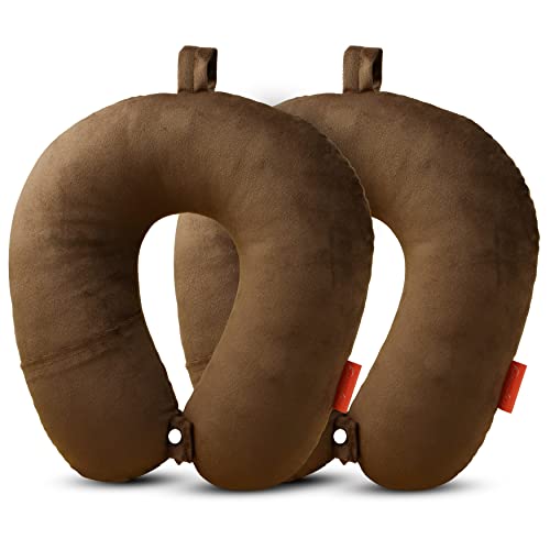 Image of Trajectory Supercomfy Brown Neck Pillow Rest Cushion for Travel in Flight car Train Airplane with 2 Years Warranty for Men and Women(Pack of 2)