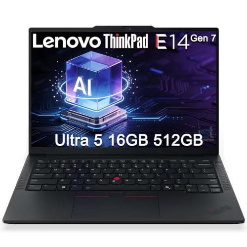 Image of Lenovo ThinkPad E14 Gen 7 Business AI Laptop (14 inch FHD+, Intel Core Ultra 5 226V (> Ultra 7 155U), 16GB 8533 MT /s RAM, 512GB SSD) Copilot+ PC, Backlit, Fingerprint, IR Webcam, Thunderbolt 4, Win 11 Pro