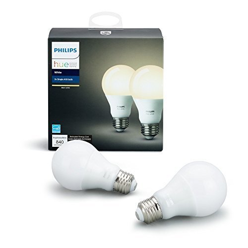 Philips Hue White 2-Pack A19 60W Equivalent Dimmable LED Smart Light Bulbs, Works
