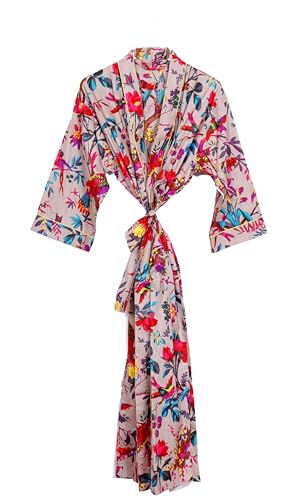 Image of Pure 100% Cotton Robe For Womens Bathrobe Dressing Gown Long sleepwear Free Size Kimono
