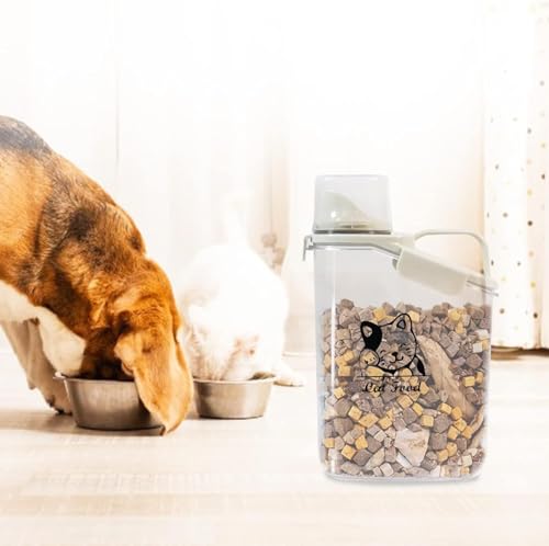 Ctomche Katzenfutter Aufbewahrung lluftdichter Futtertonne Vorratsbehälter für Katzen mit Messbecher und Ausgießer,Tragbarer Griff,BPA-freier Kunststoff, transparent, 2.8L