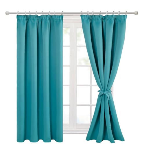 Hiasan Pencil Pleat Blackout Thermal Insulated Curtains, Bedroom and Living Room with Tiebacks