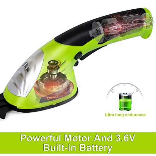 Leisch Life Cordless Grass Shear & Shrubbery Trimmer - 2 In 1 Handheld Hedge Trimmer 3.6V Electric Grass Trimmer Hedge Shears W/Pruning Scissor Rechargeable Lithium-Ion Battery And Charger Included #TOP5