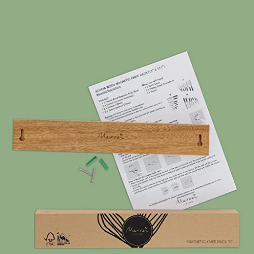 Premium 17.7 In Acacia Wood Magnetic Knife Holder For Wall - Knife Magnetic Strip - Stylish Magnet Knife Holder Strip - Kitchen Knife Magnetic Holder - Knife Storage - Knife Holder Magnet - Knife Rack #TOP2
