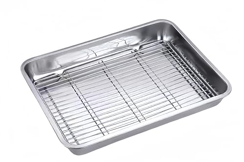 Roasting Pan Heavy Duty Stainless steel Turkey Pans for Oven,Toaster Oven Tray Pans with cooling...