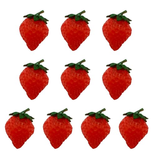 CHIUEAST 10Pcs Artificial Strawberry Photography Props for Party Decorations Realistic Plastic Fruit Plastic Strawberries Craft Materials