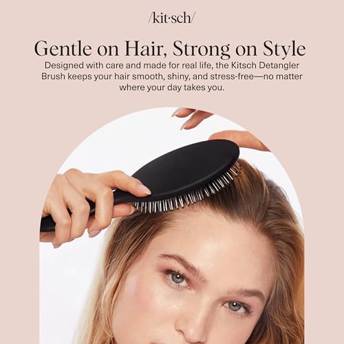 Kitsch Detangler Hair Brush for Wet and Dry Hair, Flexible Bristles, Black - image 8