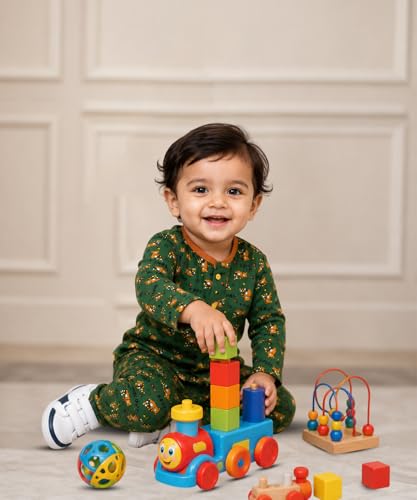Image of 3BROS BodySuit /Dress for Boys /Girls Full Pajama & Casual Full Sleeves Night Suit Top Combo Kids Set
