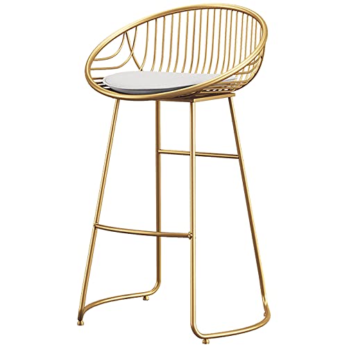 Taburetes de Bar con Respaldo Hueco y Altura de mostrador, taburetes de Bar de Cocina Modernos tapizados en Piel sintética con Patas de Metal para Isla de Cocina y Comedor (Gris, 1 Unidad, 6