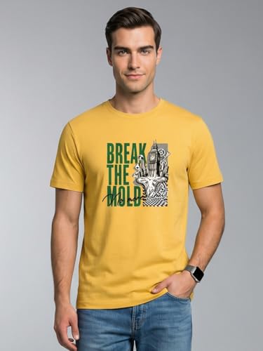 Image of Nobero 100% Cotton T Shirts for Men Stylish | Regular Fit | Graphic Printed T Shirts for Men 180 GSM Combed Cotton | Round Neck Half Sleeve