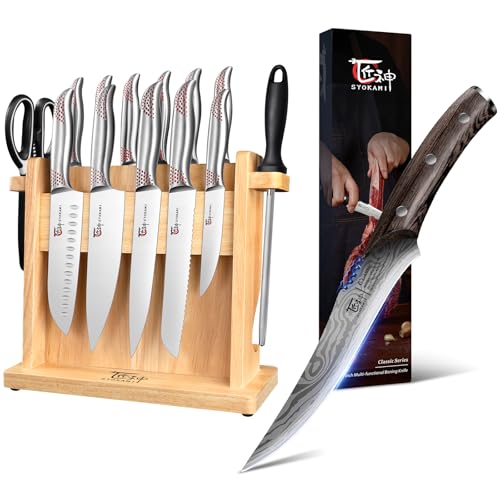 Knife Block Set 14 Pieces+Boning Knife 6.7 Inch