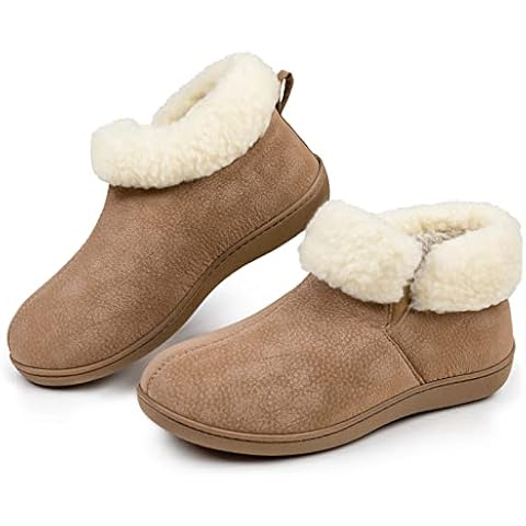 RockDove Women's Sierra Faux Leather Bootie Slipper, Size 6 UK Women, Beige Cover