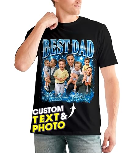 JIX & JOKY Custom T Shirts with Picture Custom Fathers Day Shirt for Dad Photo Tshirt with Face Customize Shirt for Men - Main Image