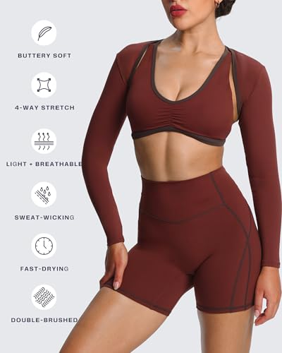 Image of Aoxjox Women's Lexi Lined Bolero Shrug | workout long sleeve,waist-defining cropped fit,open front cardigan,buttery soft fabric,layering,yoga,gym,daily wear