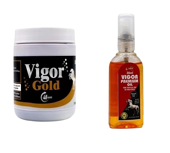 Vigor Gold Majoon (150g) and Vigor Oil (30ml) Duo Pack | Ayurvedic Vitality & Energy Supplement for Men | Natural Ayurvedic Formula for Strength, Stamina & Performance