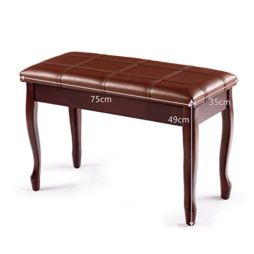 COSTWAY Banquette Piano 2 Places en Bois, avec Pieds Curvés, Coussin Rayé Rembourré en Cuir PU et Compartiment de Rangement, 75x35x49CM, Charge Max 150KG, pour Usage Professionnel/Privé (Marron) - Les Beatles, Paul McCartney, John Lennon, RIngo Starr, George Harrison COSTWAY Banquette Piano 2 Places en Bois, avec Pieds Curvés, Coussin Rayé Rembourré en Cuir PU et Compartiment de Rangement, 75x35x49CM, Charge Max 150KG, pour Usage Professionnel/Privé (Marron) – Image 6
