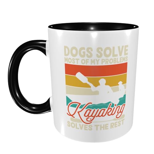 Image of Coffee Mug Dogs Solve Problem Kayaking Solves The Rest Tea Cup Novel Ceramic Cup Decorations Ceramic Mugs for Anyone Kitchenware Office 330ML