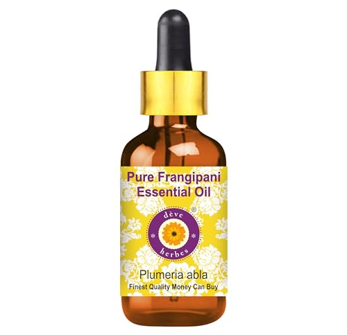 Deve Herbes Frangipani Essential Oil (Plumeria alba) with Glass Dropper Steam Distilled 5ml (0.16 oz)