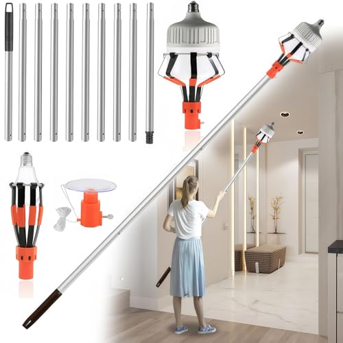 Changeur d'ampoule de plafond haut avec perche orange amovible pour maison