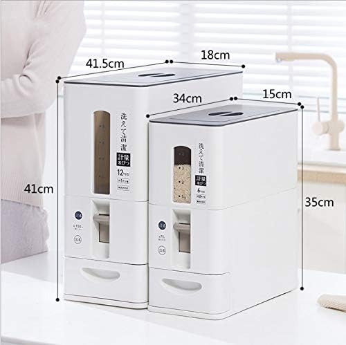 6kg Kitchen rice storage bucket container box automatic rice dispenser bin - (Size: 6kg, Color: White)