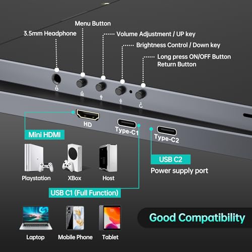 Image of MT-VIKI 18.5 inch Portable Monitor 1080P@100Hz 72% NTSC, Large Portable Screen Stand, FHD IPS Screen HDR Gaming Display, Travel Second Monitor for Mac PC Xbox PS4 /5