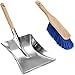 com-four® Juego de Cepillo para Barrer y Recogedor de Mano - Escobilla y Recogedor de Metal con Mango de Madera (01 Pieza - Juego de barredoras)