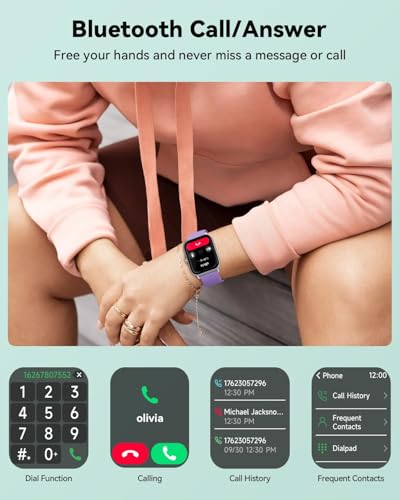 Image of Quican Smart Watches for Women, Compatible for iPhone and Android Phones | 1.8 inch Fitness Tracker Watch, Waterproof, Calling, Heart Rate /Sleep Monitor, Alexa, Gifts for Women, Silicone Band, Purple