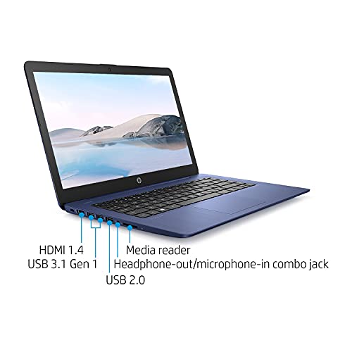 Image of HP Premium 14-inch HD Laptop, Intel Dual-Core Processor Up to 2.6GHz, 16GB RAM, 64GB eMMC Storage, Webcam, Bluetooth, HDMI, Wi-Fi, Blue, Windows 11 with 1 Year Microsoft 365 (Renewed)