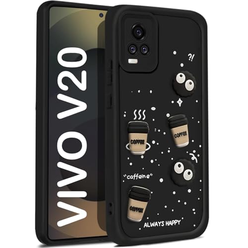 Image of TRUEUPGRADE Coffee Case for Vivo V20 / V21E / Y73 | Cute 3D Cartoon Ball Design | Soft Silicone Back Cover for Vivo V20 / V21E / Y73| Full Body & Camera Protection | Black
