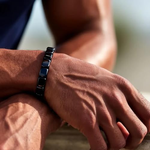 Hemios Hematite Bracelet Men, Natural Hematite Stone Beaded Stretch Healing Bracelets, Reignites Masculine Energy Inspirational Gift Jewelry3