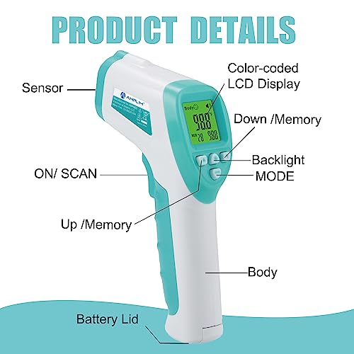 Amplim No Touch Forehead Thermometer | Non-Contact Baby Thermometer For Kids Adults Infants Toddlers | Touchless Temporal Thermometer Fsa Hsa #TOP2
