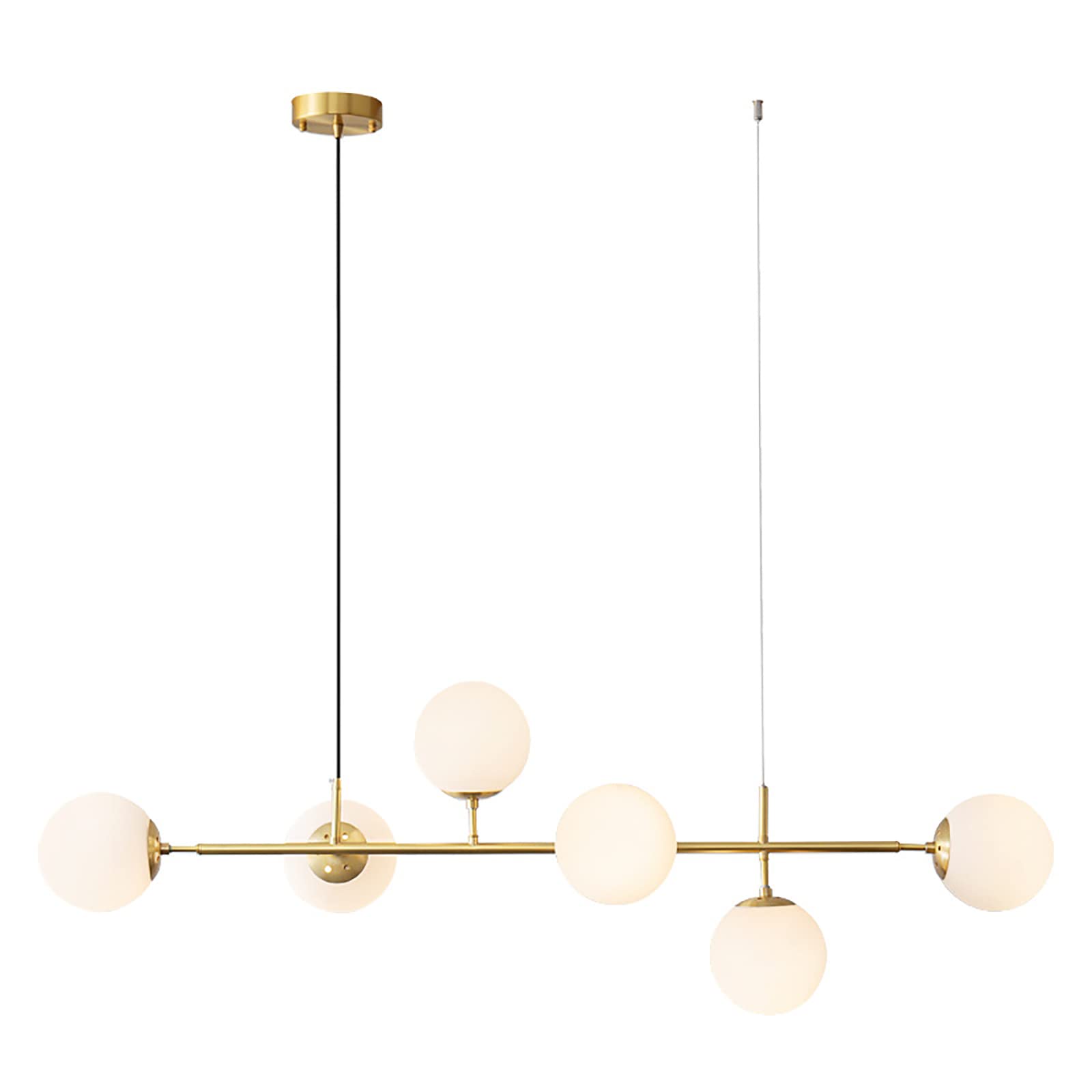 HXYSXHJUO Brushed Brass Sputnik Chandelier - Mid-Century Glass Globe Pendant Light for Kitchen Island, 6 Lights 130x40cm (51x16in)