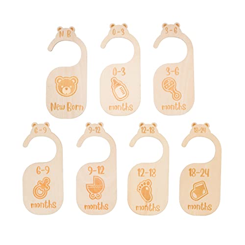 Rubyroo Baby Closet Dividers - Nursery Closet Organizer Hangers For Baby Clothing - Premium Wood Infant Size Age Hanging Closet Organizer - Kid Closet Decor - Engraved Style #TOP2