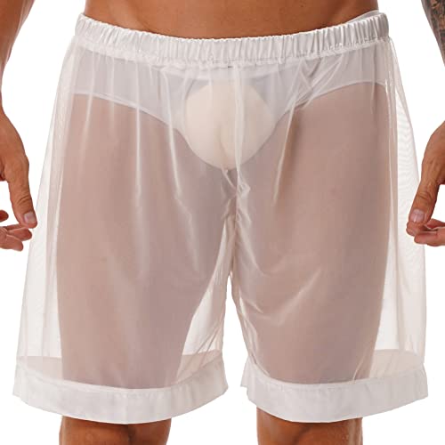 Men's Mesh See-Through Loose Fit Boxer Shorts Stretch Underwear Summer Beachwear2