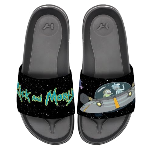 Popfunk Rick and Morty Space Cruiser in Space Unisex Adult Slides Adjustable Flip Flop Sandals Officially Licensed Hypd Slydr Switch™