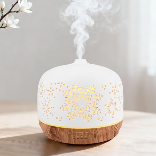 Aroma Diffuser, GuKKK 500ML Weiß Diffusor für Ätherische Öle, Ultraschall Aromatherapie Diffuser, Aromatherapie Düfte Luftbefeuchter, 7 Farben...