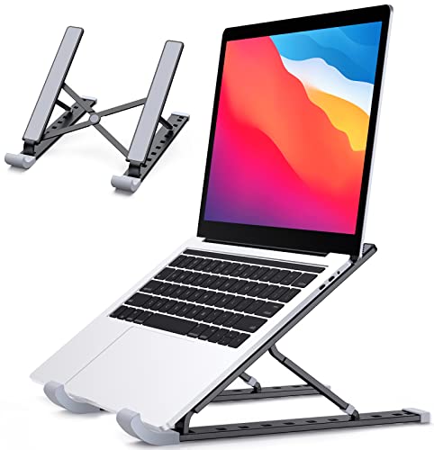 Glangeh Soporte Portatil Mesa, 9 Ángulos Ajustables Plegable Elevador Portatil de Aleación de Aluminio, Ventilado Laptop Stand Compatible con Macbook DELL HP Chrome y Más Dispositivos de 10-15.6” Cover