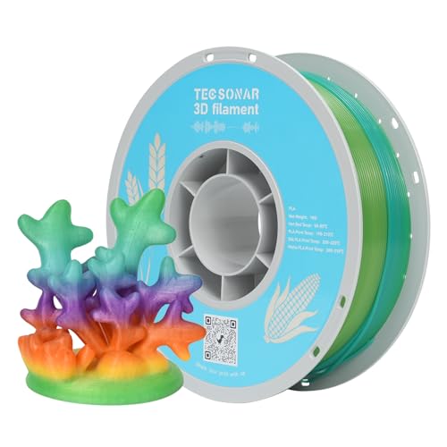 Image of Crystal Rainbow PLA 3D Printer Filament, 1KG Spool(2.2lbs) 1.75mm PLA Fast Color Change 3D Printing Material,Gradient Filament for Most FDM 3D Printers,Crystal Coral
