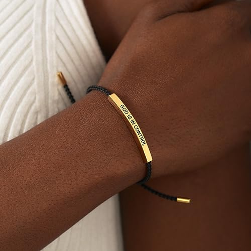tenghong2021 God Is In Control Bracelets Inspirational Braided Adjustable Christian Faith Stainless Steel Bracelets for Women Couple Friends Christmas Encouragement Motivational Gifts Jewelry4