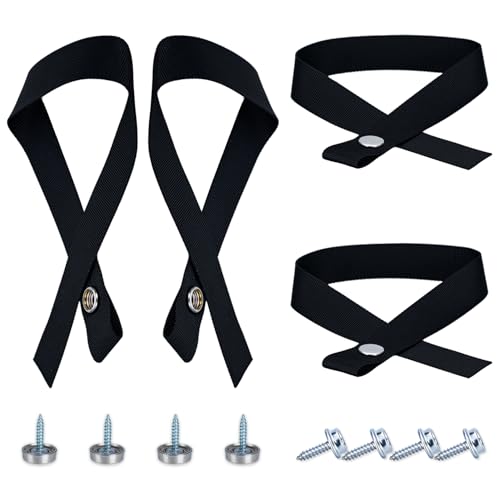 4 PCS Pontoon Boat Ladder Strap, Prefdo Ladder Lift Strap with Snap and Screw, 18 in 4500 LB Breaking Strength, Boat Accessories for Secure Folding Boat Ladder, RV Door Strap, Camper Door