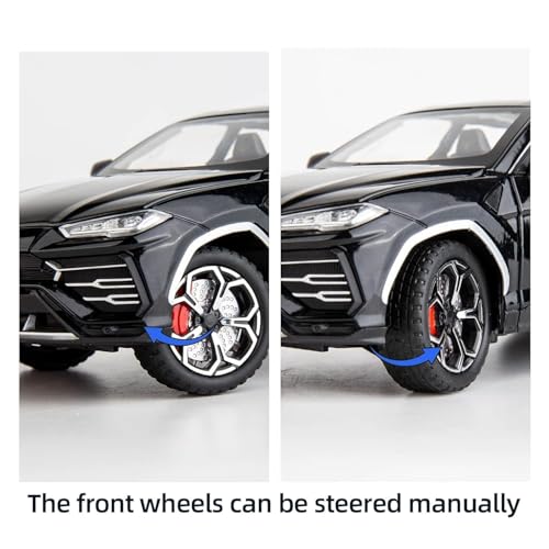 Image of Exclusive Alloy Metal Pull Back Die-Cast Car Diecast Metal Pullback Toy Car with Openable 6 Doors,Light Music Boys Gifts Toys (1:24 Lamborghini Urus-Black)