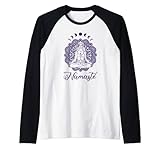meditazione yoga con fasi lunari e namasté maglia con maniche raglan