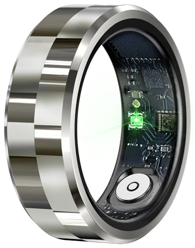 Smart Ring Men Health Ring Blood Pressure Monitor Ring Heart Rate Monitor SP-O2 Sleep Tracker Fitness Tracker Men Gesture Control Pedometer Waterproof Charging Case Compatible with iOS Android