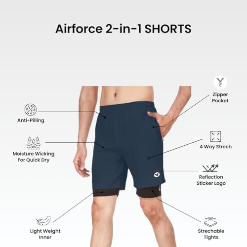 Image of Oysters Men's 2 in 1 Workout Shorts for Men with Phone Pockets