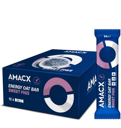 AMACX Barrita de Avena Energía – Paquete de 12 – Energy Oat Bar con 50mg de Magnesio – Barritas Proteina de Resistencia – Barritas Energeticas Ciclismo y Running – Higos Dulces